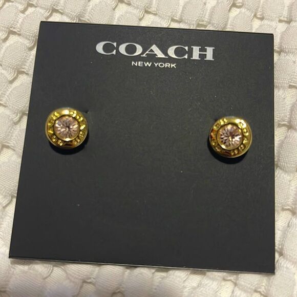 NWT- COACH gold studs - Picture 1 of 3